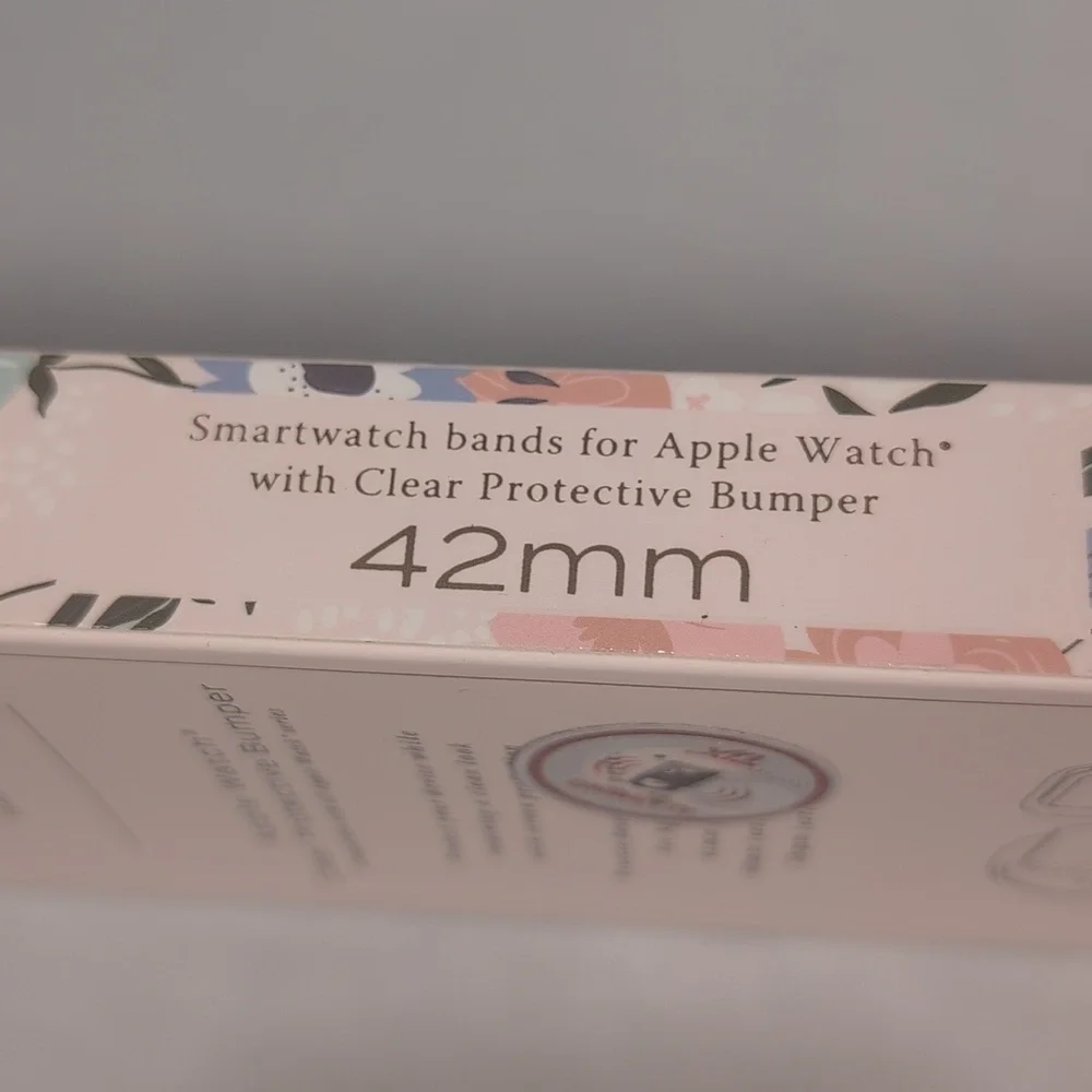 Pink Sky Floral Apple Watch Band & Clear Bumper 42mm